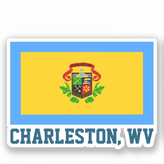 Vlag van Charleston, West-Virginia Sticker (Voorkant)