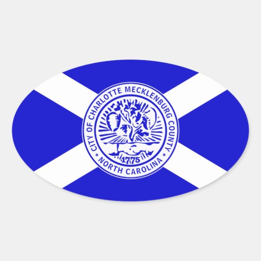 Vlag van Charlotte, NC Ovale Sticker (Voorkant)