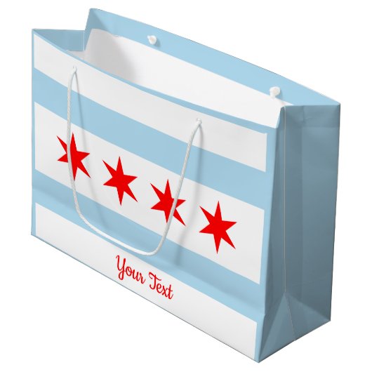 Vlag van Chicago Bag Groot Cadeauzakje (Voorkant Gekanteld)