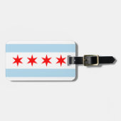 Vlag van Chicago Bagagelabel met lederriem (Voorkant horizontaal)