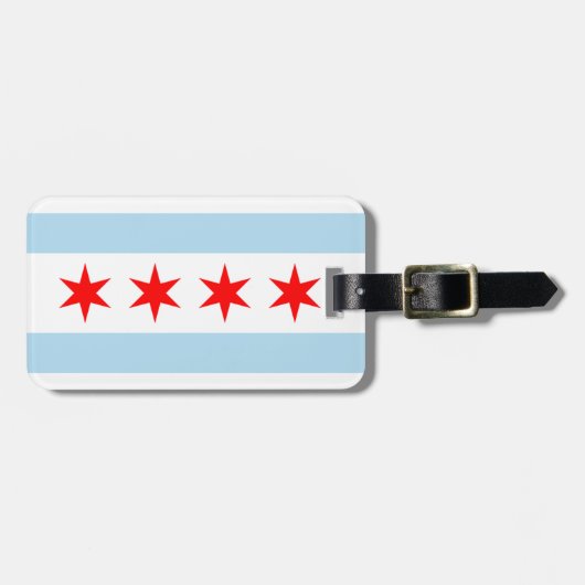 Vlag van Chicago Bagagelabel met lederriem (Voorkant horizontaal)