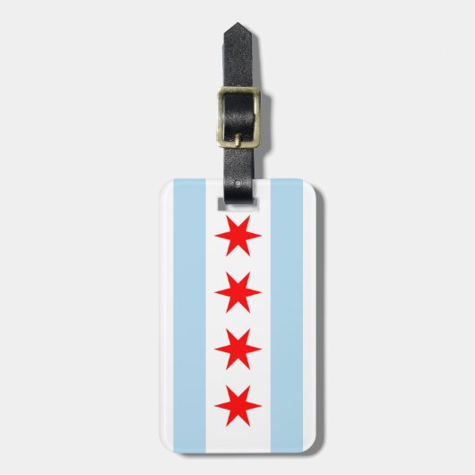 Vlag van Chicago Bagagelabel met lederriem (Voorkant verticaal)