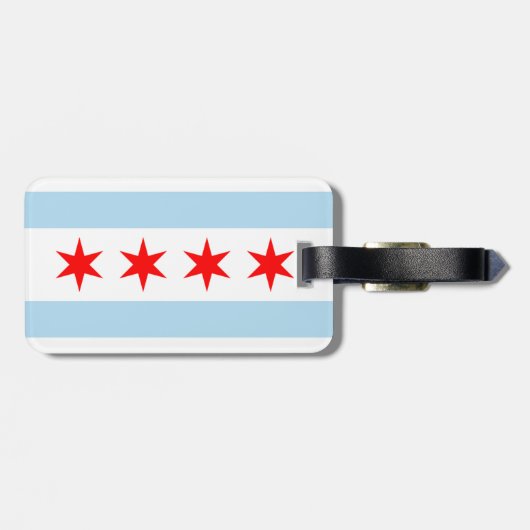 Vlag van Chicago Bagagelabel met lederriem (Achterkant horizontaal)