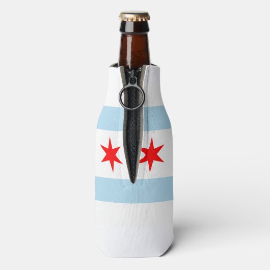 vlag van Chicago Flesjeskoeler (Fles Achterkant)