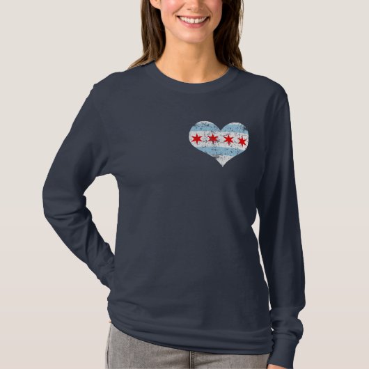 Vlag van Chicago Heart t shirt (Voorkant)