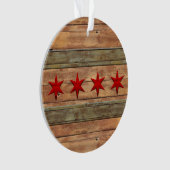 Vlag van Chicago hout Ornament (voorkant)