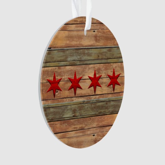 Vlag van Chicago  hout Ornament (voorkant)