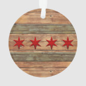 Vlag van Chicago  hout Ornament (achterkant)