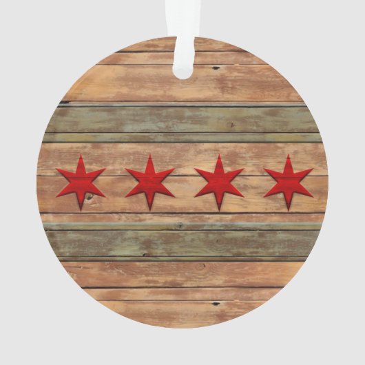 Vlag van Chicago hout Ornament (achterkant)
