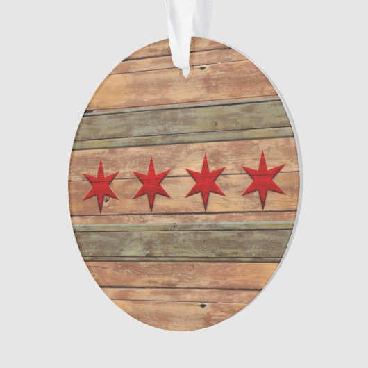 Vlag van Chicago  hout Ornament (voorkant)