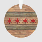 Vlag van Chicago hout Ornament (voorkant)