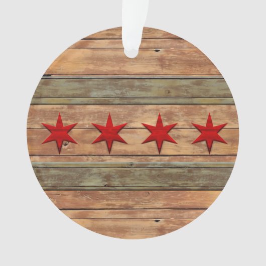 Vlag van Chicago hout Ornament (voorkant)