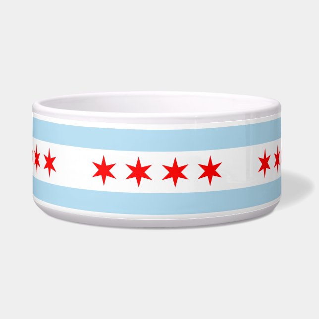 Vlag van Chicago, Illinois Bowl Voerbakje (Voorkant)