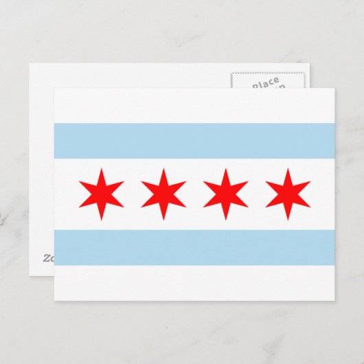 Vlag van Chicago, Illinois Briefkaart (Voorkant / Achterkant)