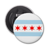Vlag van Chicago, Illinois Button Flesopener (Voorkant)