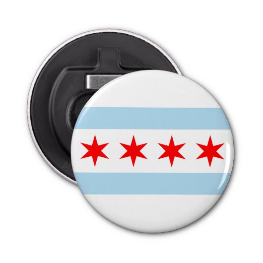 Vlag van Chicago, Illinois Button Flesopener (Voorkant)