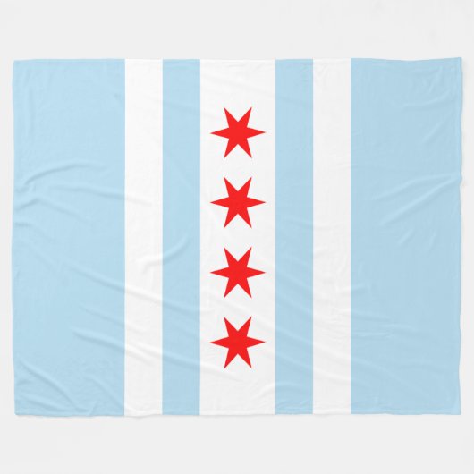 Vlag van Chicago, Illinois Fleece Deken (Voorkant (Horizontaal))