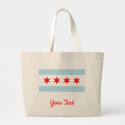 Vlag van Chicago, Illinois Grote Tote Bag (Achterkant)