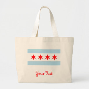 Vlag van Chicago, Illinois Grote Tote Bag