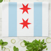 Vlag van Chicago, Illinois Keuken Handdoek (Gevouwen)