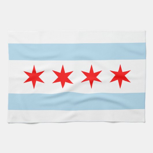 Vlag van Chicago, Illinois Keuken Handdoek (Horizontaal)