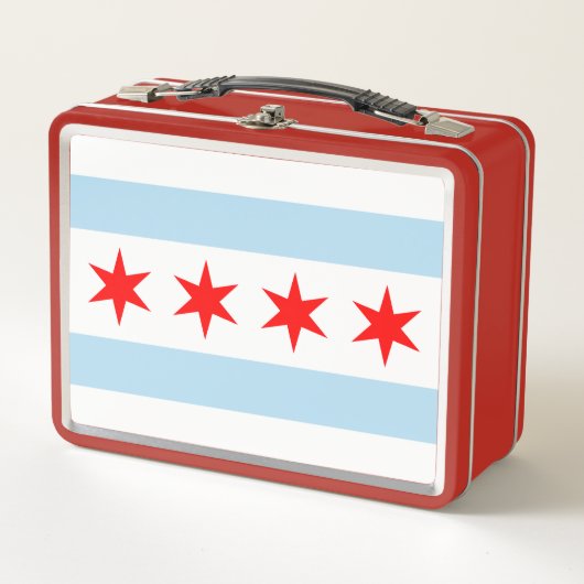 Vlag van Chicago, Illinois Metalen Lunchbox (Voorkant)