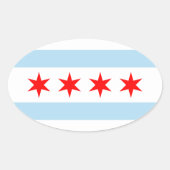 Vlag van Chicago, Illinois Ovale Sticker (Voorkant)