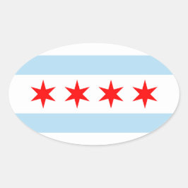 Vlag van Chicago, Illinois Ovale Sticker