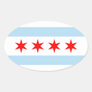 Vlag van Chicago, Illinois Ovale Sticker