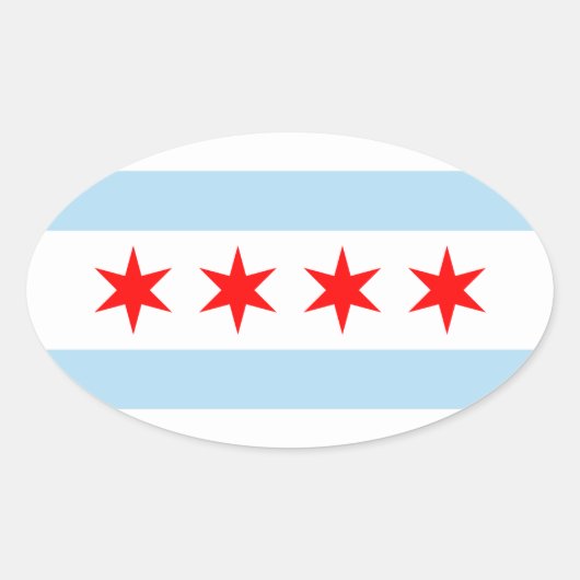 Vlag van Chicago, Illinois Ovale Sticker (Voorkant)