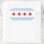 Vlag van Chicago, Illinois Ovale Sticker (Tas)
