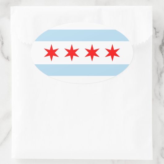 Vlag van Chicago, Illinois Ovale Sticker (Tas)