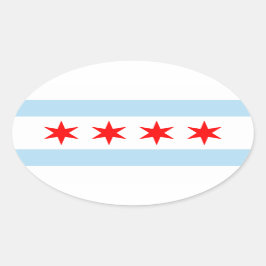 Vlag van Chicago, Illinois Ovale Sticker