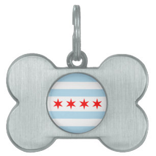 Vlag van Chicago, Illinois Pet ID Tag Huisdieren Naamplaatje