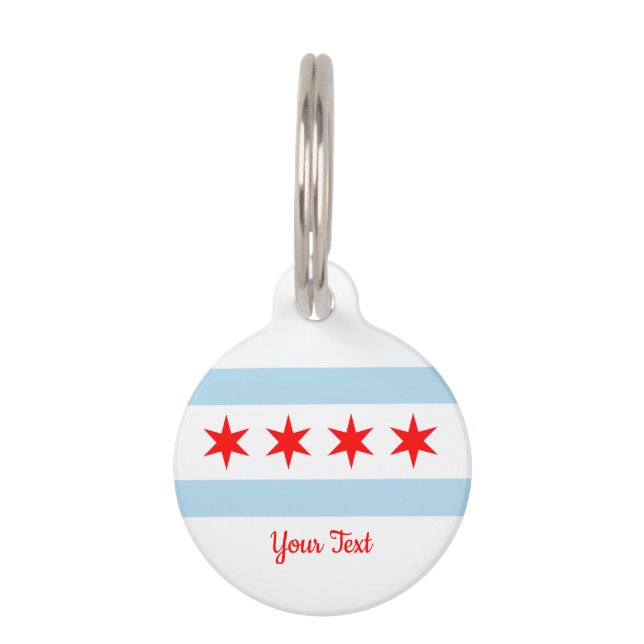 Vlag van Chicago, Illinois Pet Name Tag Huisdierpenning (Voorkant)