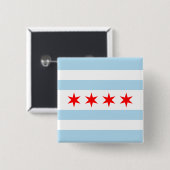 Vlag van Chicago, Illinois Pinback Button (Voorkant /achterkant)