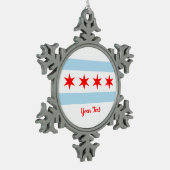 Vlag van Chicago, Illinois Snowflake Pewter Christ Tin Sneeuwvlok Ornament (Links)