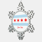 Vlag van Chicago, Illinois Snowflake Pewter Christ Tin Sneeuwvlok Ornament (Rechts)