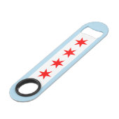 Vlag van Chicago, Illinois Speed Flessenopener (Voorkant Gekanteld)