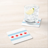 Vlag van Chicago, Illinois Square Paper Onderzette Kartonnen Onderzetters (Insitu)