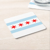 Vlag van Chicago, Illinois Square Paper Onderzette Kartonnen Onderzetters (Schuin)