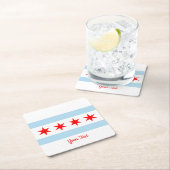 Vlag van Chicago, Illinois Square Paper Onderzette Kartonnen Onderzetters (Insitu)