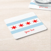 Vlag van Chicago, Illinois Square Paper Onderzette Kartonnen Onderzetters (Schuin)