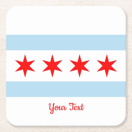 Vlag van Chicago, Illinois Square Paper Onderzette Kartonnen Onderzetters (Voorkant)