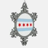 Vlag van Chicago, Illinois Tin Sneeuwvlok Ornament (Links)