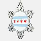 Vlag van Chicago, Illinois Tin Sneeuwvlok Ornament (Rechts)