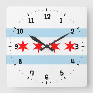 Vlag van Chicago, Illinois Vierkante Klok