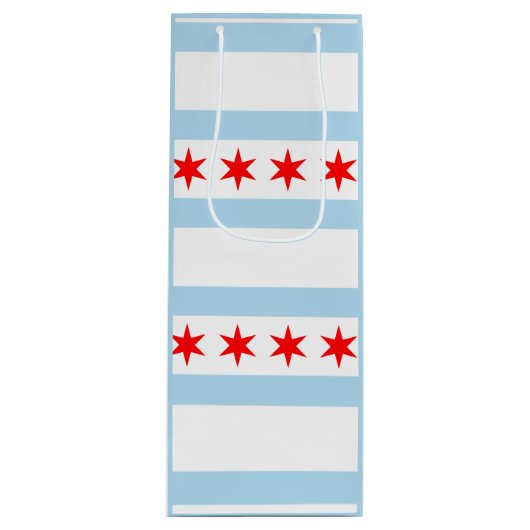 Vlag van Chicago, Illinois Wine Gift Bag Wijn Cadeautas (Voorkant)