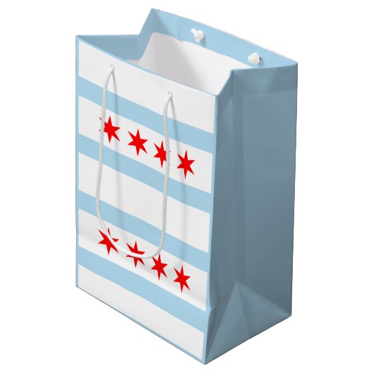 vlag van Chicago Medium Cadeauzakje (Voorkant Gekanteld)