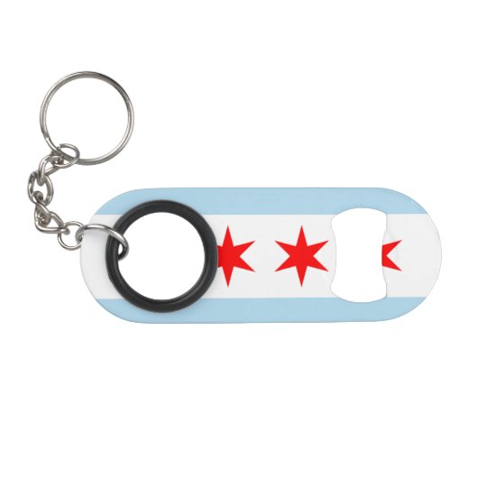 Vlag van Chicago Mini Flessenopener (Voorkant (Horizontaal))